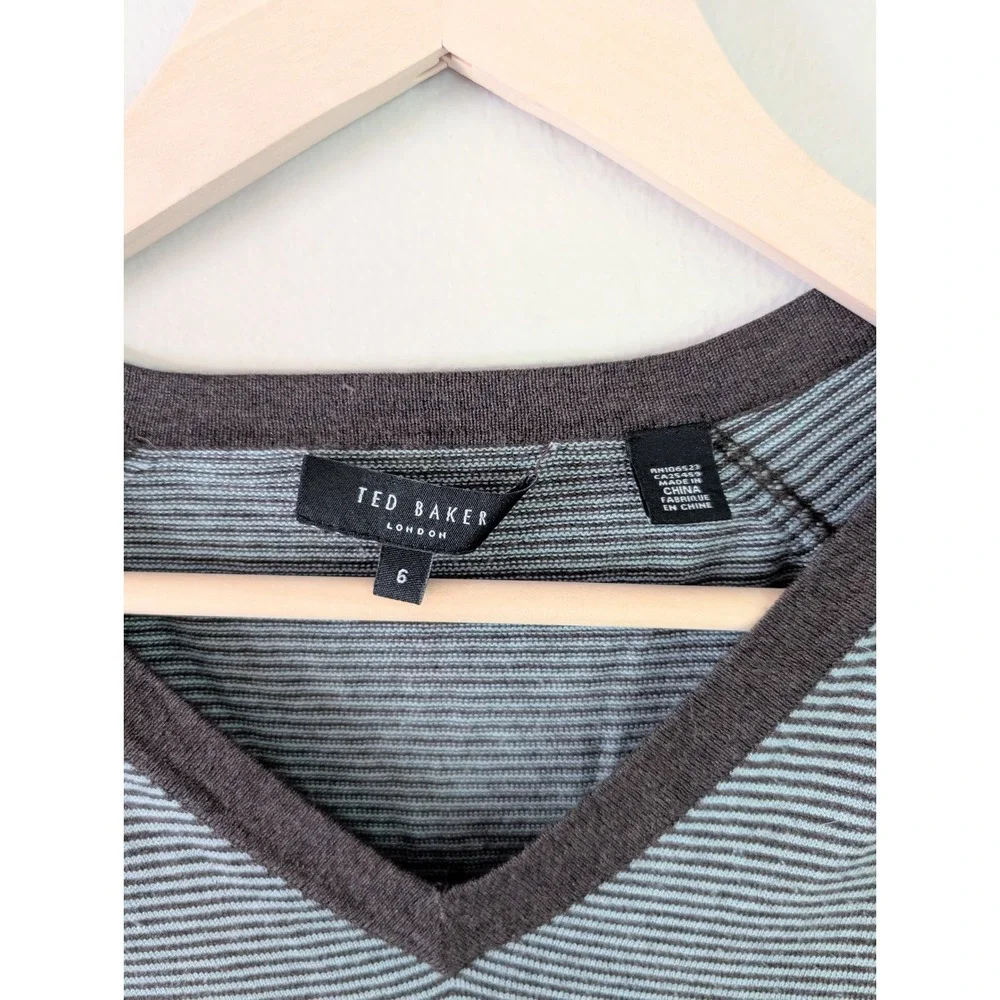 Ted Baker London Mens 6 XXL Striped Sweater Silk Cashmere Luxury Business Preppy